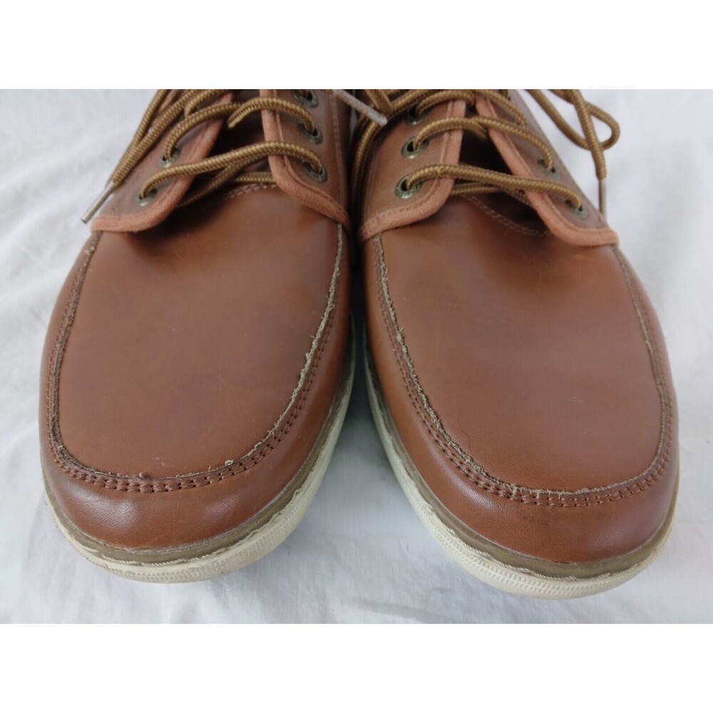 Skechers 65270 Brown Leather Shoes Loafers Boat Shoes Memory Foam Mens Size 8.5 - Picture 5 of 11